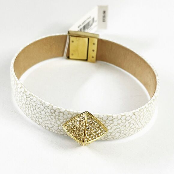 Michael Kors NEW Cuff Bracelet Pave Crystal Spike with Leather - Picture 1 of 7
